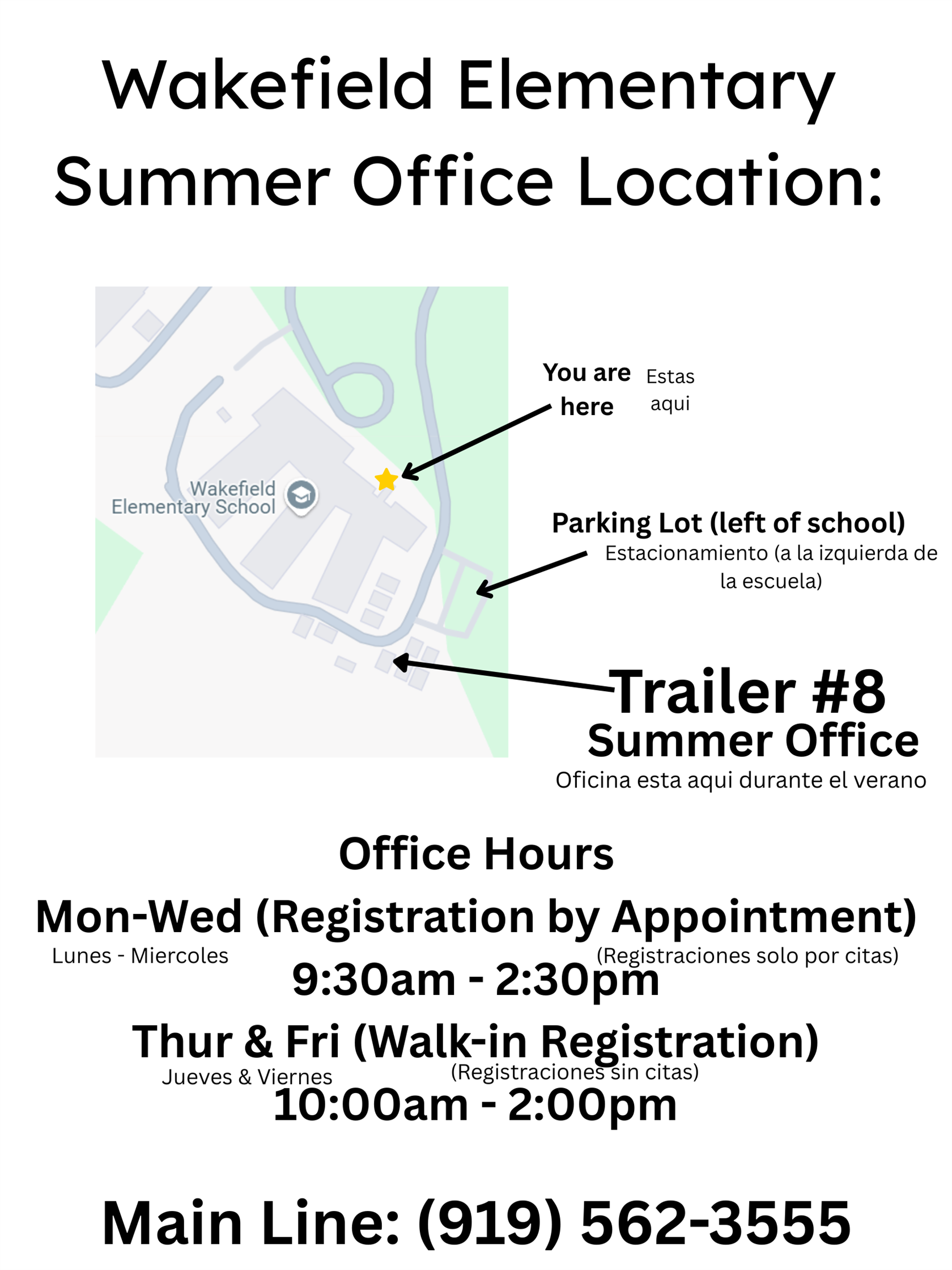  Poster with Summer office location and hours
